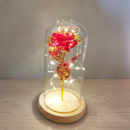 Forever Rose Beauty And The Beast Rose In LED Glass Dome Red Rose Valentine's Day Mother's Day Special Romantic Gift Birthday