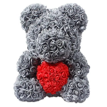 40/25cm Blue Rose Bear Heart Artificial Flower Rose Teddy Bear For Women Valentine's Wedding Birthday Christmas Gift