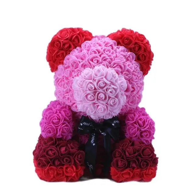 40/25cm Blue Rose Bear Heart Artificial Flower Rose Teddy Bear For Women Valentine's Wedding Birthday Christmas Gift