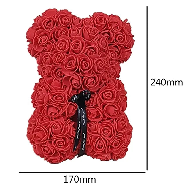 24CM Teddy Rose Bear Artificial Flower Rose of Bear Christmas Decoration for Home Valentines Women Gifts Support Dropshipping