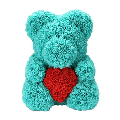 40/25cm Blue Rose Bear Heart Artificial Flower Rose Teddy Bear For Women Valentine's Wedding Birthday Christmas Gift