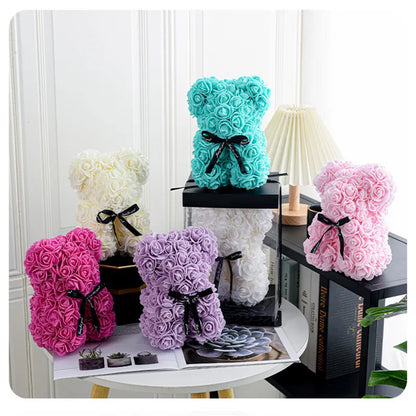 PE foam Bear Rose Teddy Bear  Artificial Rose Bear Home Decoration Anniversary Mother's Day Valentine's Gift Wedding Decor