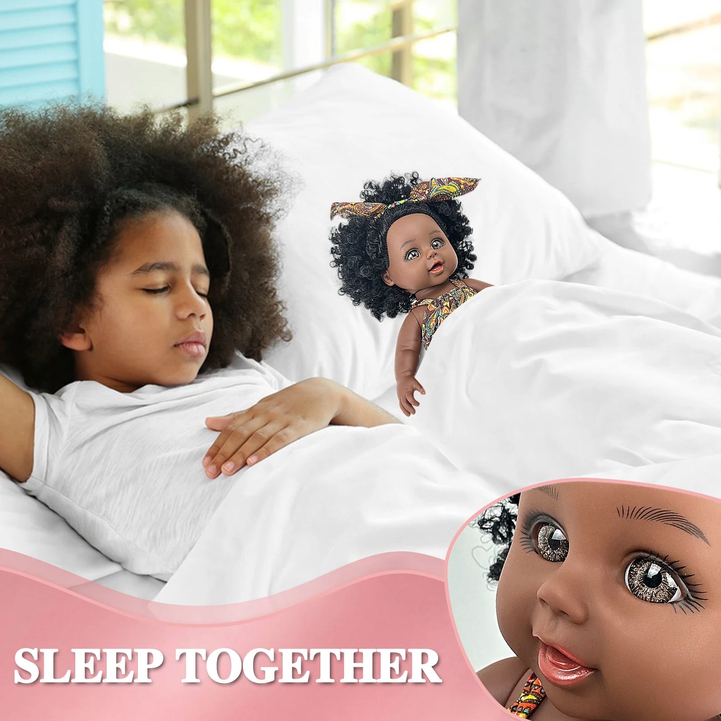 10 inch Black Baby Doll American African Black Girl Doll with Dress Realistic Reborn Baby Doll For Kids Silicone Toys Gift