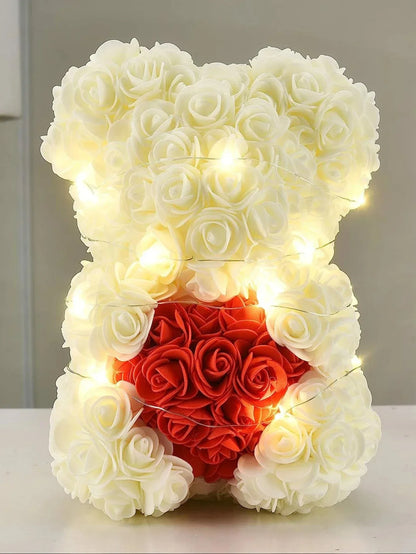 Artificial Rose Teddy Bear Rose Flowers Home Decor Valentine's Day Wedding Decora Anniversary 2024 Happy New Year(without box）