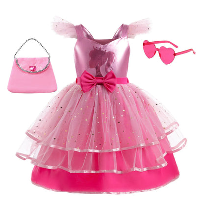 Shiny Toddler Little Girls Barbie Cosplay Costume Girls Barbie Birthday Party Dress Little Girls Fancy Halloween Dress Up