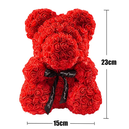 Valentine Gifts Decoration Rose Bear Artificial Flower With Box Lights Teddy Bear For Women Girlfriend Birthday Gift Love Flower