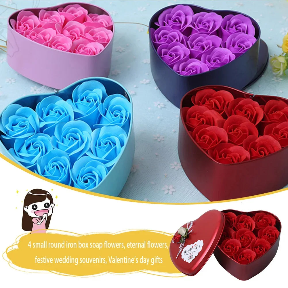 Rose Soap Flowers Scented Bath Body Petal Foam Artificial Flower DIY Wreath Valentine Wedding Gifts Bath Supply Leaves Girasoles