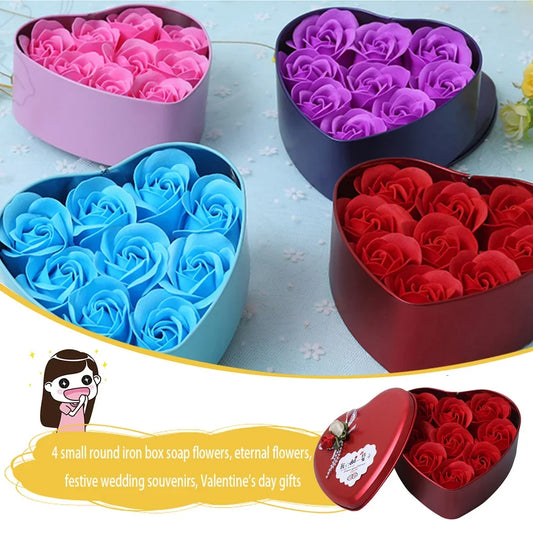 Rose Soap Flowers Scented Bath Body Petal Foam Artificial Flower DIY Wreath Valentine Wedding Gifts Bath Supply Leaves Girasoles