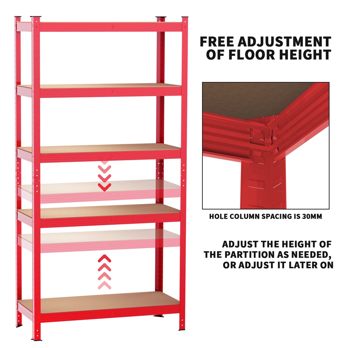 DayPlus Shelving Unit for Garages & Sheds 150x70x30cm Racking Storage Shelves Strong Metal Shelving 5 Tier Boltless Storage Unit