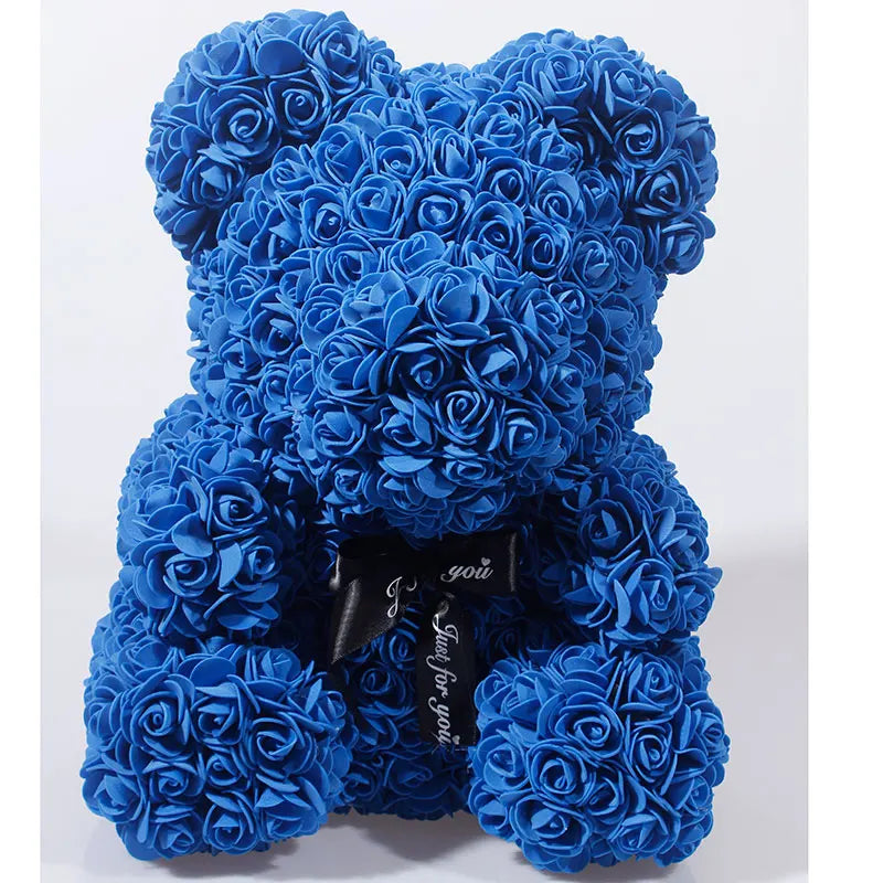 40/25cm Blue Rose Bear Heart Artificial Flower Rose Teddy Bear For Women Valentine's Wedding Birthday Christmas Gift