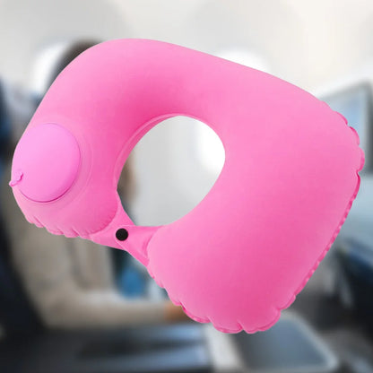 Flocking Inflatable Portable Neck Pillow