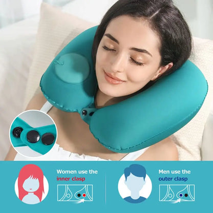 Flocking Inflatable Portable Neck Pillow