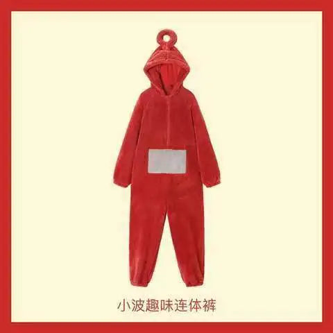 Kids Adult Teletubbies Costumes Soft Long Sleeves Piece Pajamas Costume Lala Home Clothes Cosplay Adult Unisex Party Wear