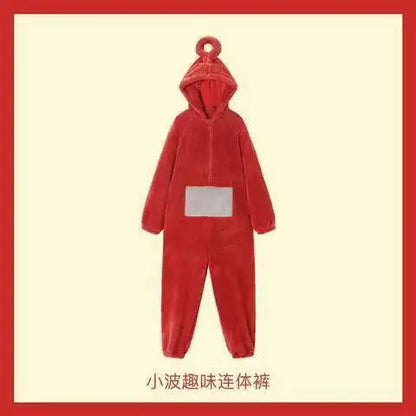 Kids Adult Teletubbies Costumes Soft Long Sleeves Piece Pajamas Costume Lala Home Clothes Cosplay Adult Unisex Party Wear