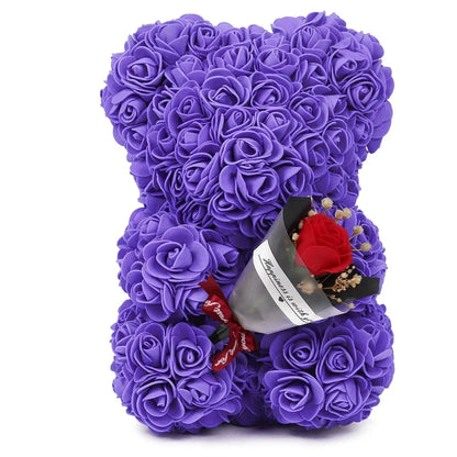 Artificial Rose Teddy Bear Rose Flowers Home Decor Valentine's Day Wedding Decora Anniversary 2024 Happy New Year(without box）