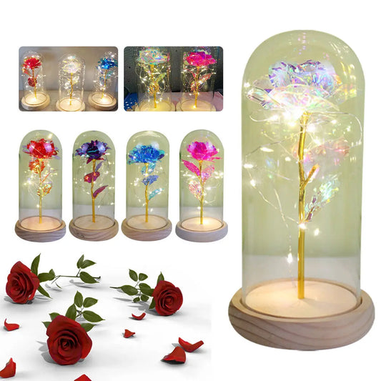 Forever Rose Beauty And The Beast Rose In LED Glass Dome Red Rose Valentine's Day Mother's Day Special Romantic Gift Birthday