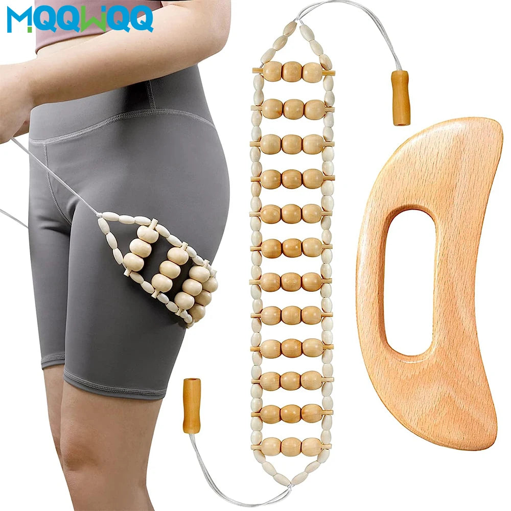 Wood Back Massage Roller Rope Tool