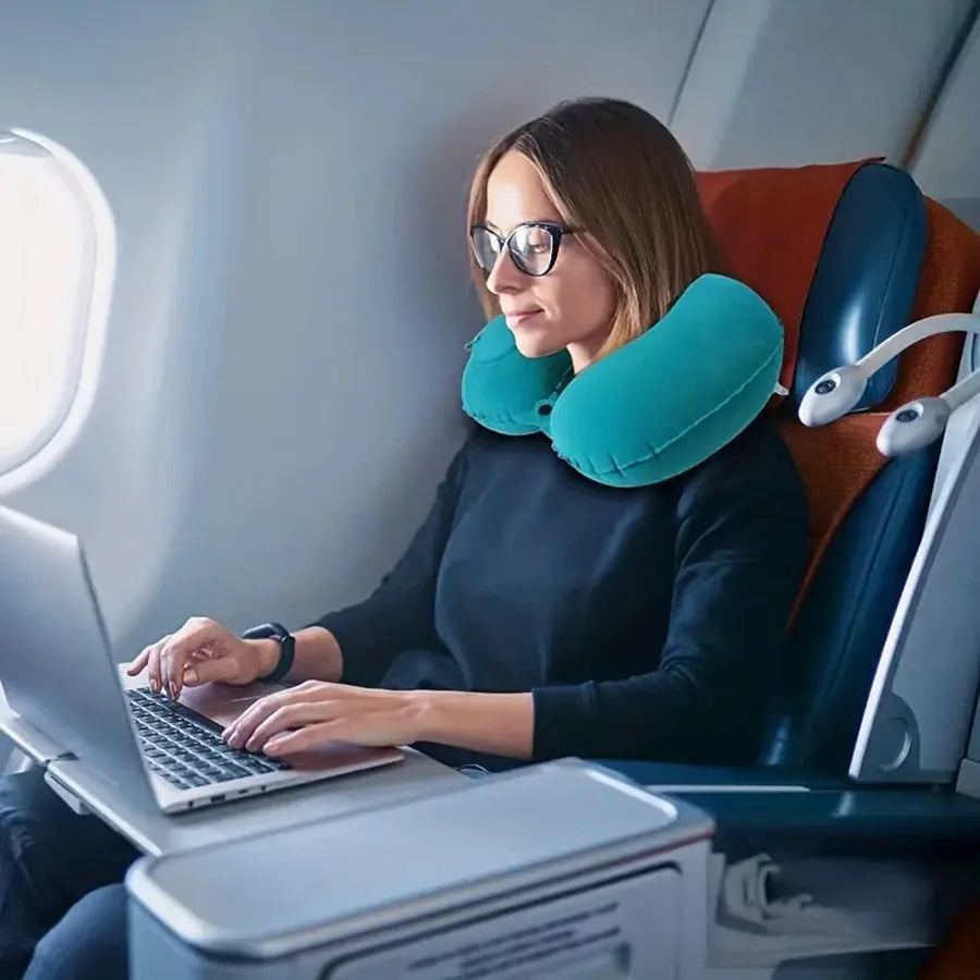 Flocking Inflatable Portable Neck Pillow