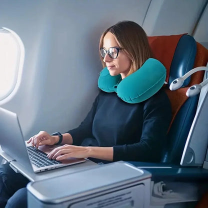 Flocking Inflatable Portable Neck Pillow