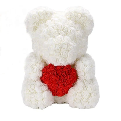 40/25cm Blue Rose Bear Heart Artificial Flower Rose Teddy Bear For Women Valentine's Wedding Birthday Christmas Gift