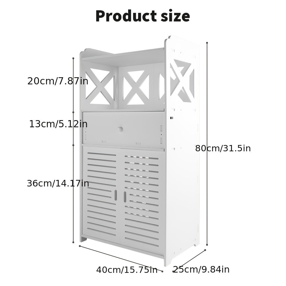 White Bathroom Kitchen Living Room Bedroom Storage Cabinet Drawer Cupboard Floor Free Standing Unit Wood, Slim Bathroom Storage Unit, Toilet Box Cabinet, Storage Rack, Single Door Home Furniture Unit, White Home Rack Shelf 80