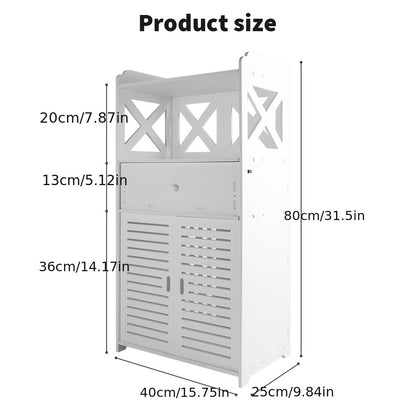 White Bathroom Kitchen Living Room Bedroom Storage Cabinet Drawer Cupboard Floor Free Standing Unit Wood, Slim Bathroom Storage Unit, Toilet Box Cabinet, Storage Rack, Single Door Home Furniture Unit, White Home Rack Shelf 80