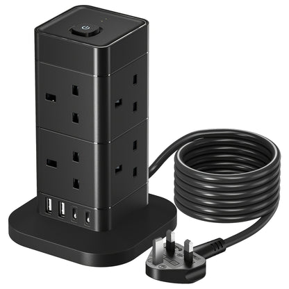 5M/3M/2M/1.5M Cube Extension Lead With USB Slots, 4AC+4USB 1.5M, 8AC+4USB 3M/5M, 12AC+4USB 2M/5M Hotimy Multi Plug Extension Socket With 2 USB C And 2 USB A, 13A 3250W Power Strip With Switch Extension Cords For Desk Home Off