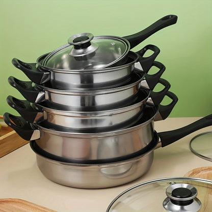 12pcs Stainless Steel Pot Set, Stainless Steel Cooking Pot, 6 Pots + 6 Lids, Stainless Steel Double Handles with Lid, Deep Soup Pot, Suitable for Home And Restaurant Cooking, Suitable for Soup, Hot Pot, Noodles, Pasta, Seafoo