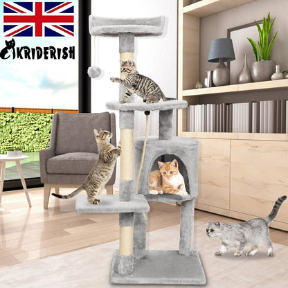 Large 4-story Cat Climbing Frame Cat Scratching Post Kitten Activity Center UK