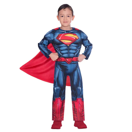 amscan Child Boys Officially Licensed Warner Bros DC Comics Classic Musclesuit Superman Fancy Dress Costume - 6-8 Years