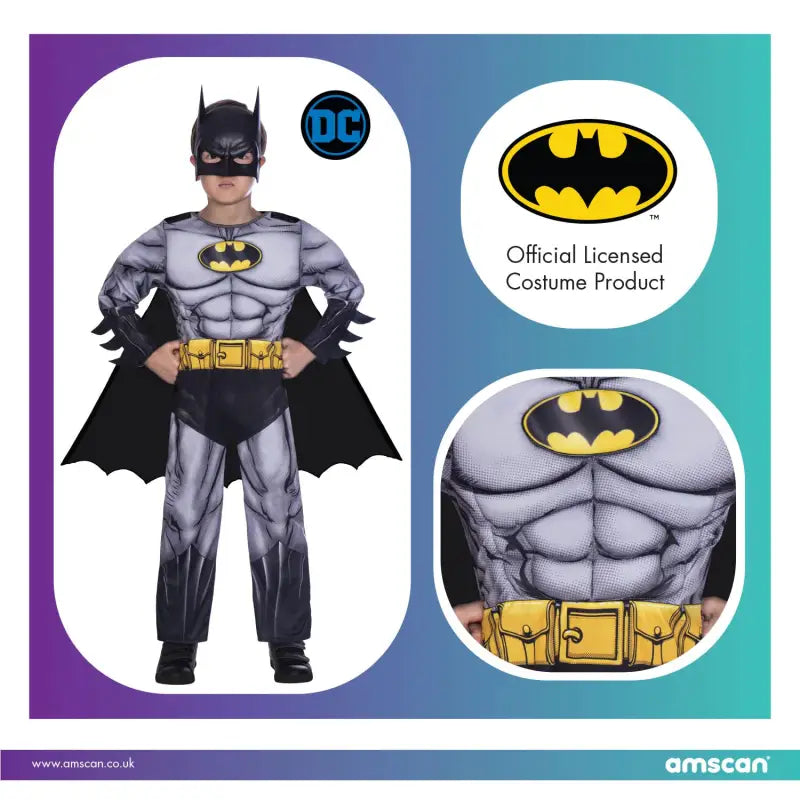 amscan Official Warner Bros Batman Classic Fancy Dress Costume