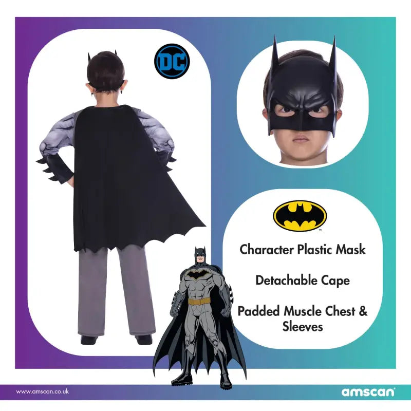 amscan Official Warner Bros Batman Classic Fancy Dress Costume