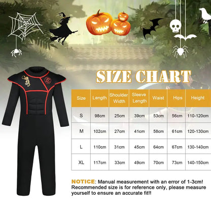 Aomig Ninja Costume Kids Halloween Fancy Dress with Accessories Warrior Muscle for Boys Girls Luxury Role Play outfit