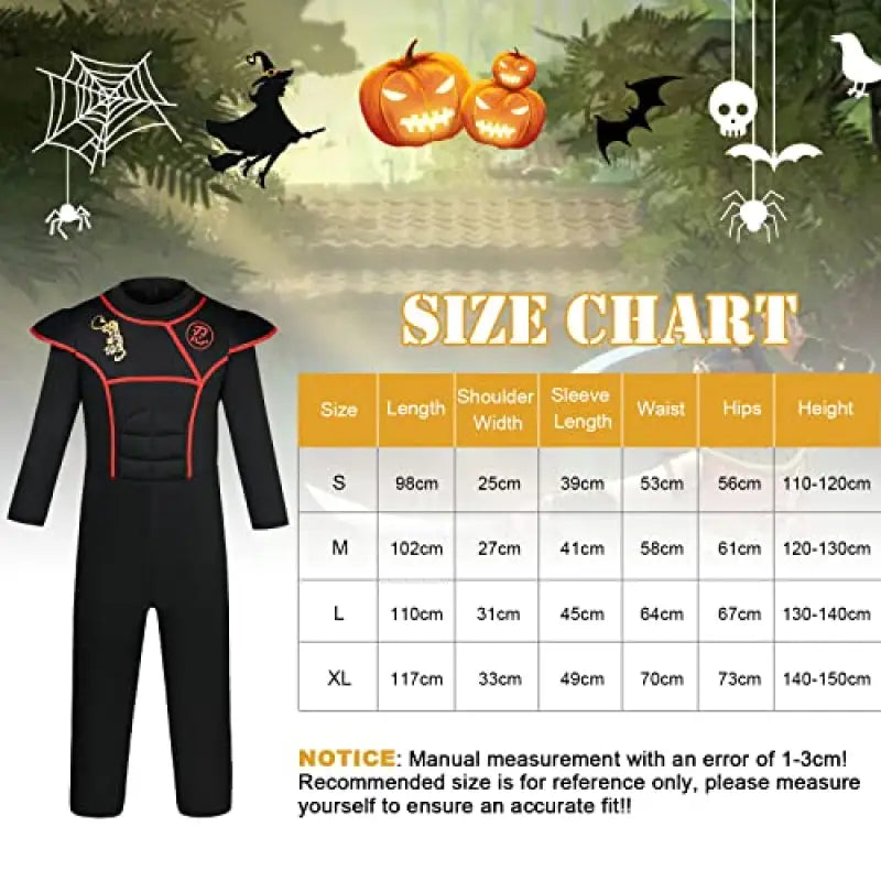 Aomig Ninja Costume Kids Halloween Fancy Dress with Accessories Warrior Muscle for Boys Girls Luxury Role Play outfit