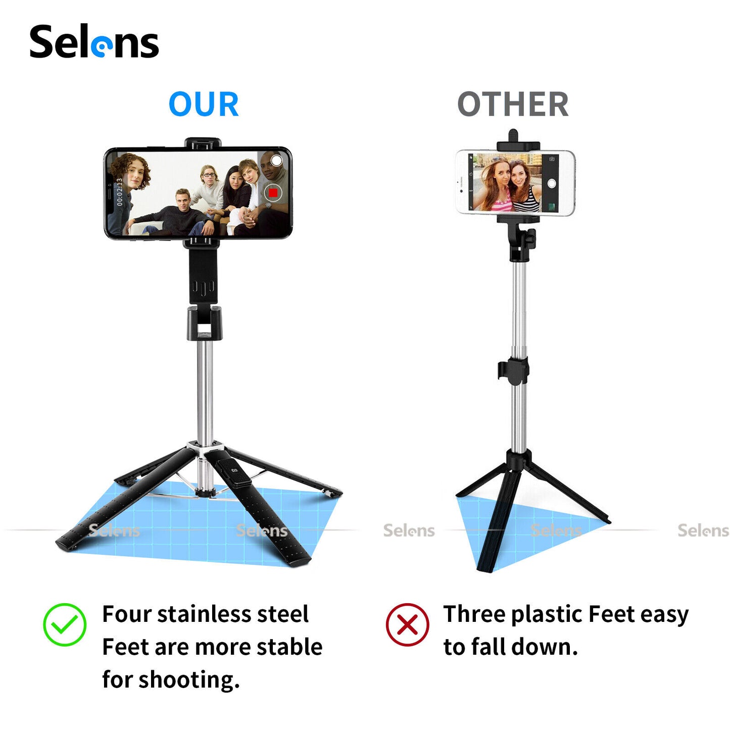 Selfie Stick Bluetooth Remote Phone Holder Tripod Stand For  Universal