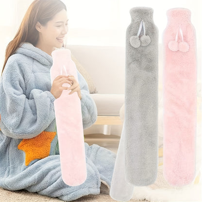 2L Extra Long Hot Water Bottle With Soft Fluffy Removable Cover, Hot Water Bag For Full Body Warm, Pain Relief, Warm Waist Warm Back, Best Christmas Gifts For Men & Women