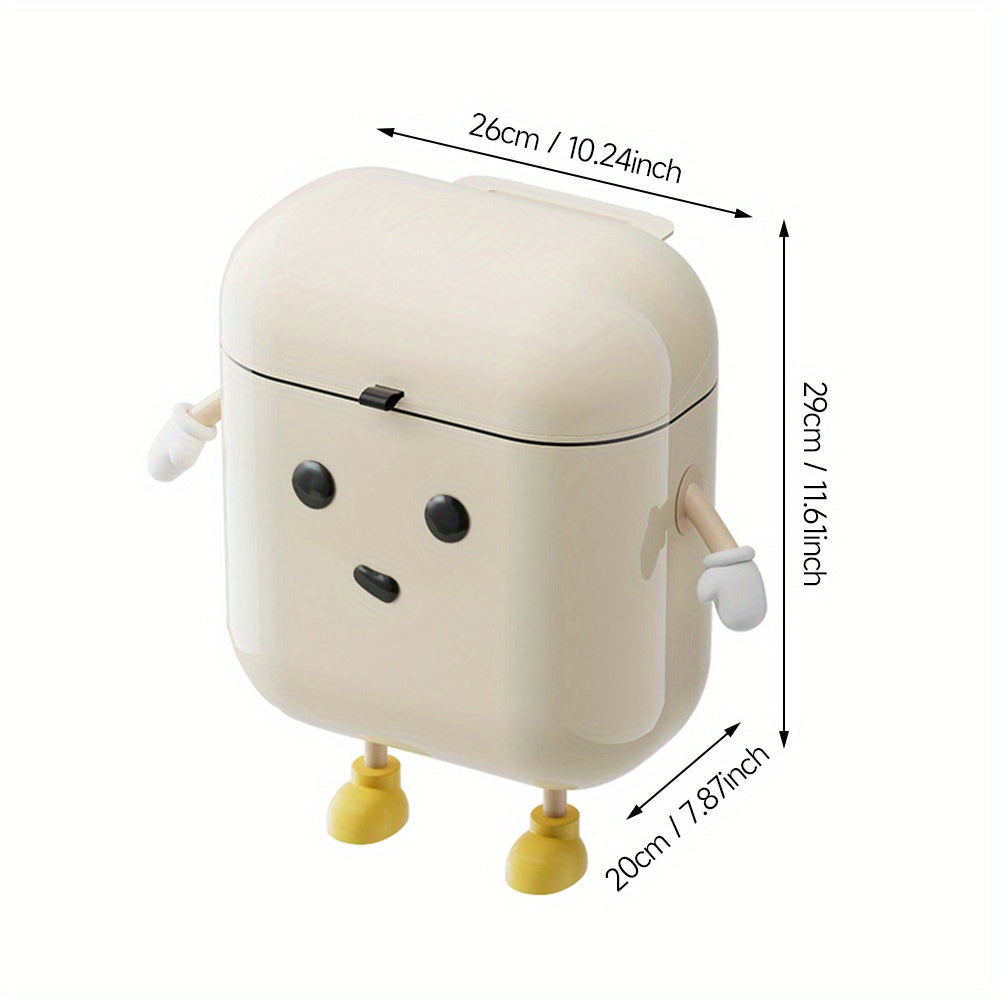 Cute Cartoon Character Wall-Mounted Trash Can with Lid, 9L/12L Plastic Rectangular Garbage Bin for Kitchen and Bathroom, No Electricity Needed, Kitchen Trash Solution|Cartoon Character Bin|Easyinstall Bin