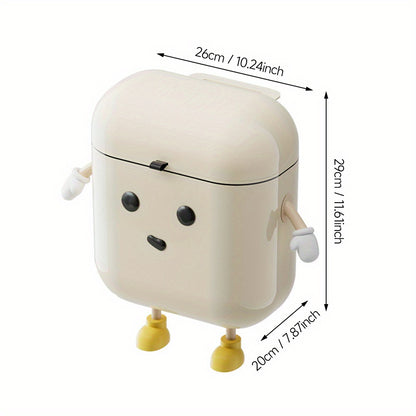 Cute Cartoon Character Wall-Mounted Trash Can with Lid, 9L/12L Plastic Rectangular Garbage Bin for Kitchen and Bathroom, No Electricity Needed, Kitchen Trash Solution|Cartoon Character Bin|Easyinstall Bin