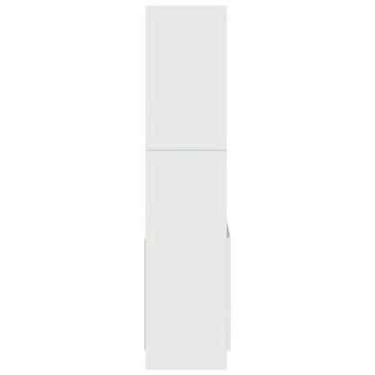 Elegant White Highboard Cabinet - 60.96x33.02x139.7 cm, Engineered Wood with Moisture-Resistant Shelving, Versatile Bookcase with Doors for Stylish Storage Solutions, Classic Design for Modern Living Spaces, Shelf Decor