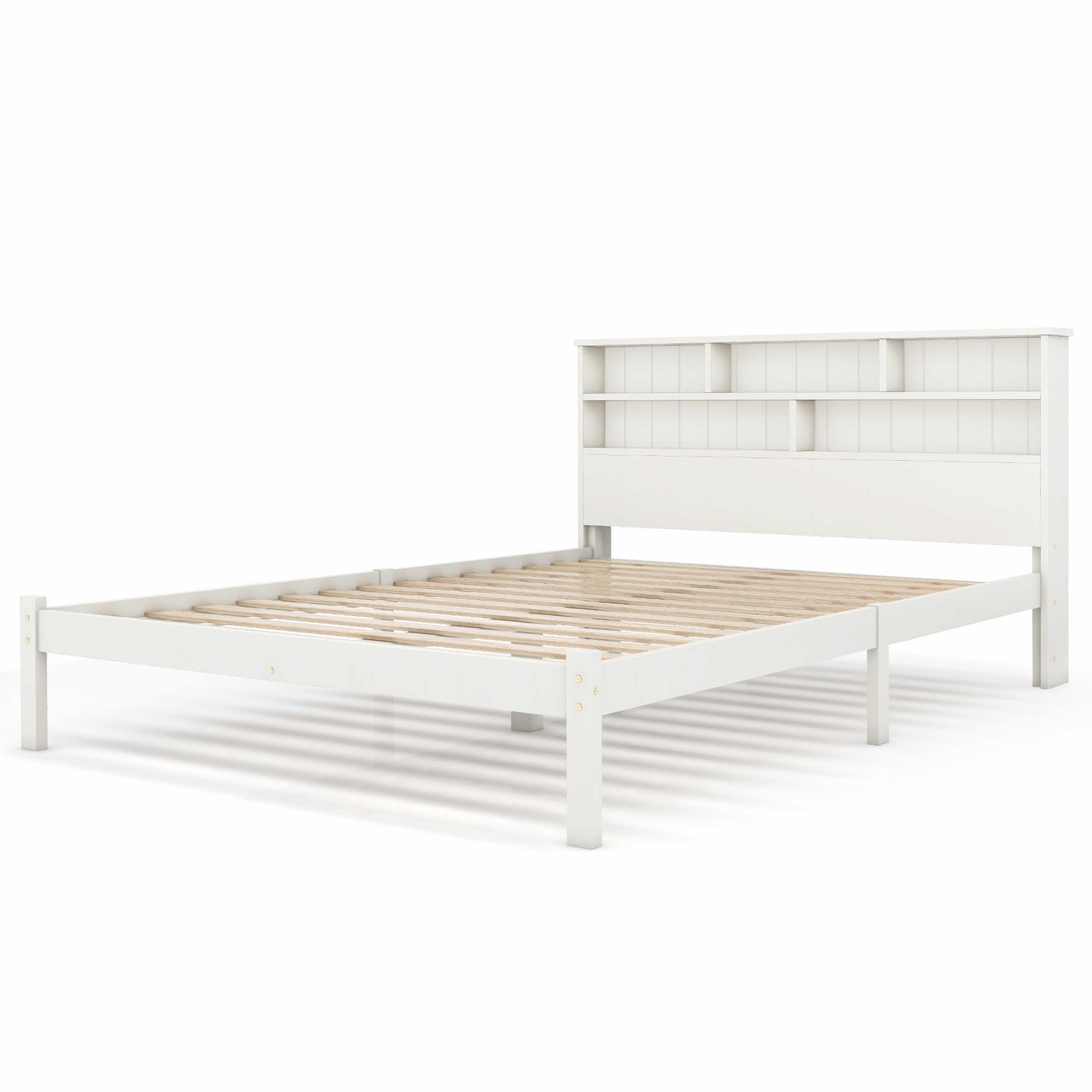 BTM UK New TV 4ft6 single Bed （90*190cm）Double (135 x 190 cm) Bed with Shelves, White Wooden Storage Bed, Underbed Drawer dusk bed