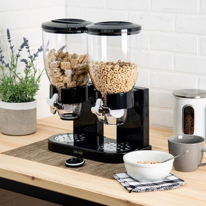 Cereal Dispenser Breakfast Flour Rice Dry Food Pasta Storage Double Container Easy Storage Home Use