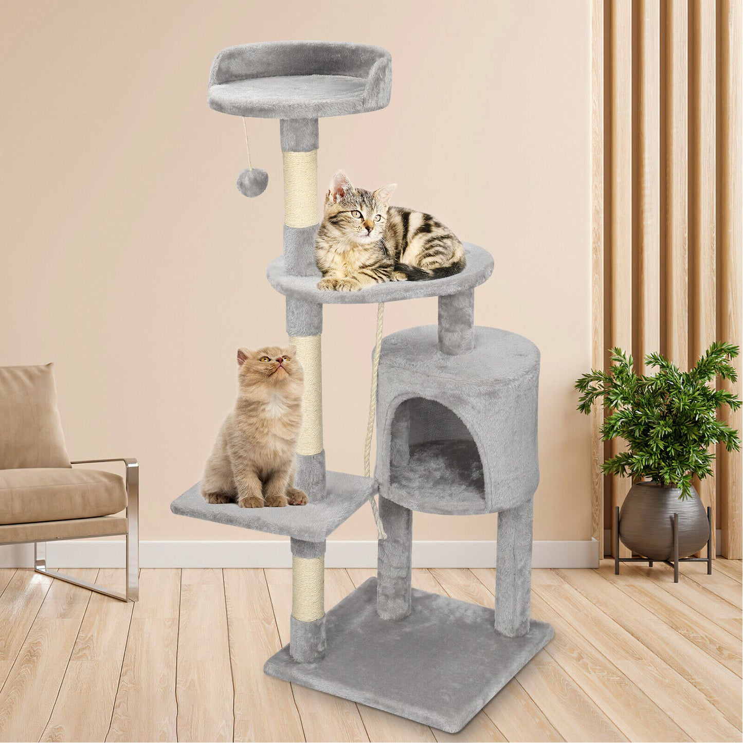 Large 4-story Cat Climbing Frame Cat Scratching Post Kitten Activity Center UK