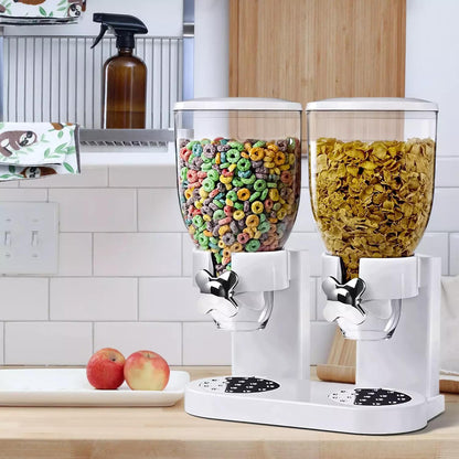 Cereal Dispenser Breakfast Flour Rice Dry Food Pasta Storage Double Container Easy Storage Home Use