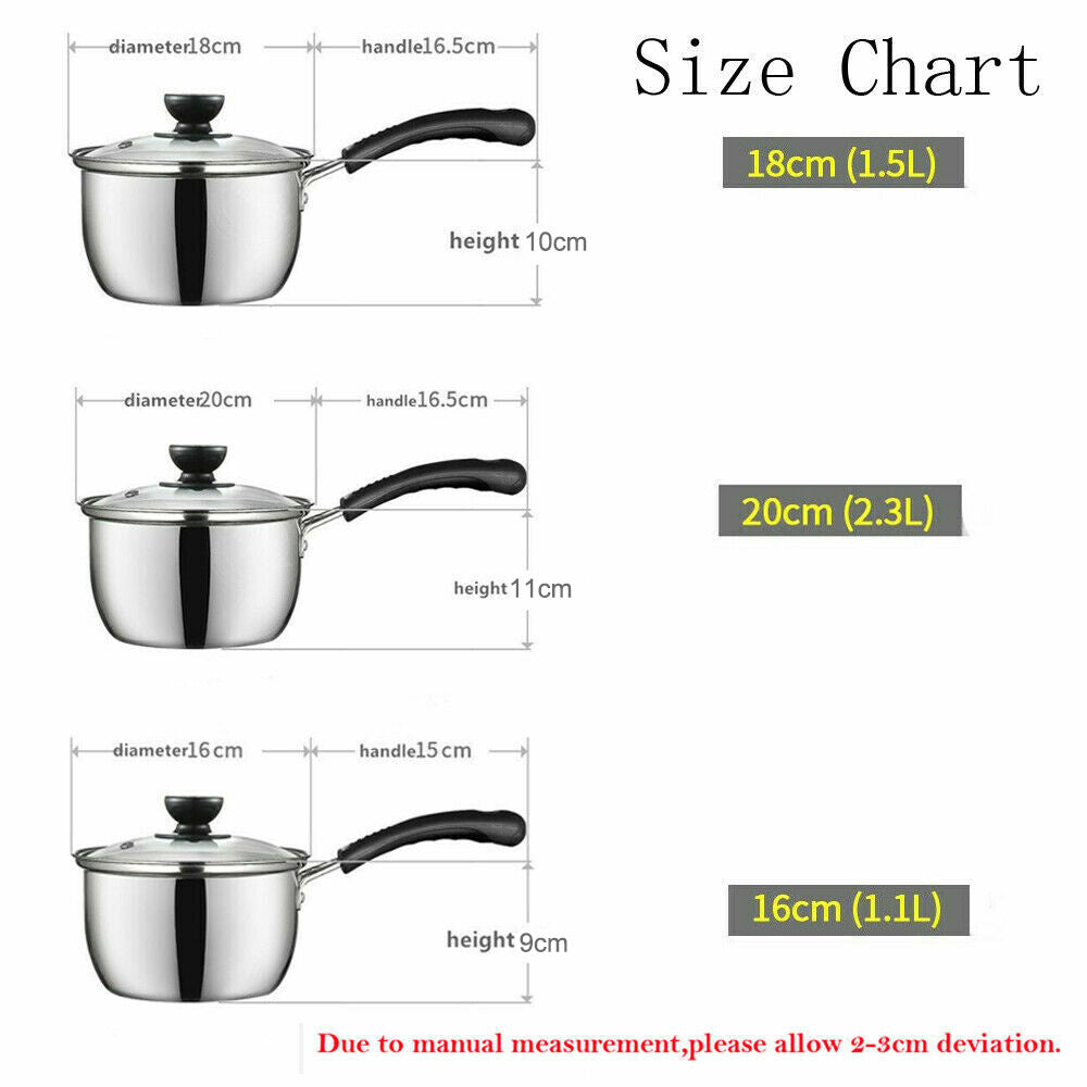 6 Pcs Stainless Steel Saucepan Essential Cookware Set With Glass Lids & Sturdy Handles Pot Prima Kitchen Cook Home Chef Cooking Sauce Pan Housewarming Gifts UK