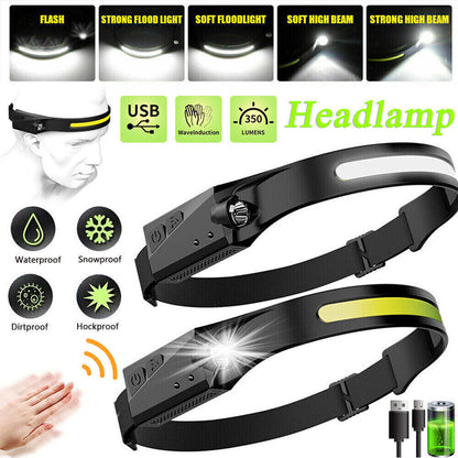 1 2X LED Head Torch Rechargeable Waterproof COB Headlamp Motion Sensor Headlight  The UK Does Not Include VAT, Which Needs To Be Borne By Oneself. Please Consider Carefully Before Placing An Order