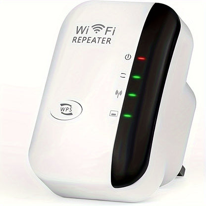 1pcs WiFi Booster 300Mbps WiFi Extender with Ethernet Port, 2.4GHz WiFi Extender Booster, Support Repeater/Router/AP Mode & WPS, 1-Tap Setup, Compatible with All Network Routers, UK Plug, White