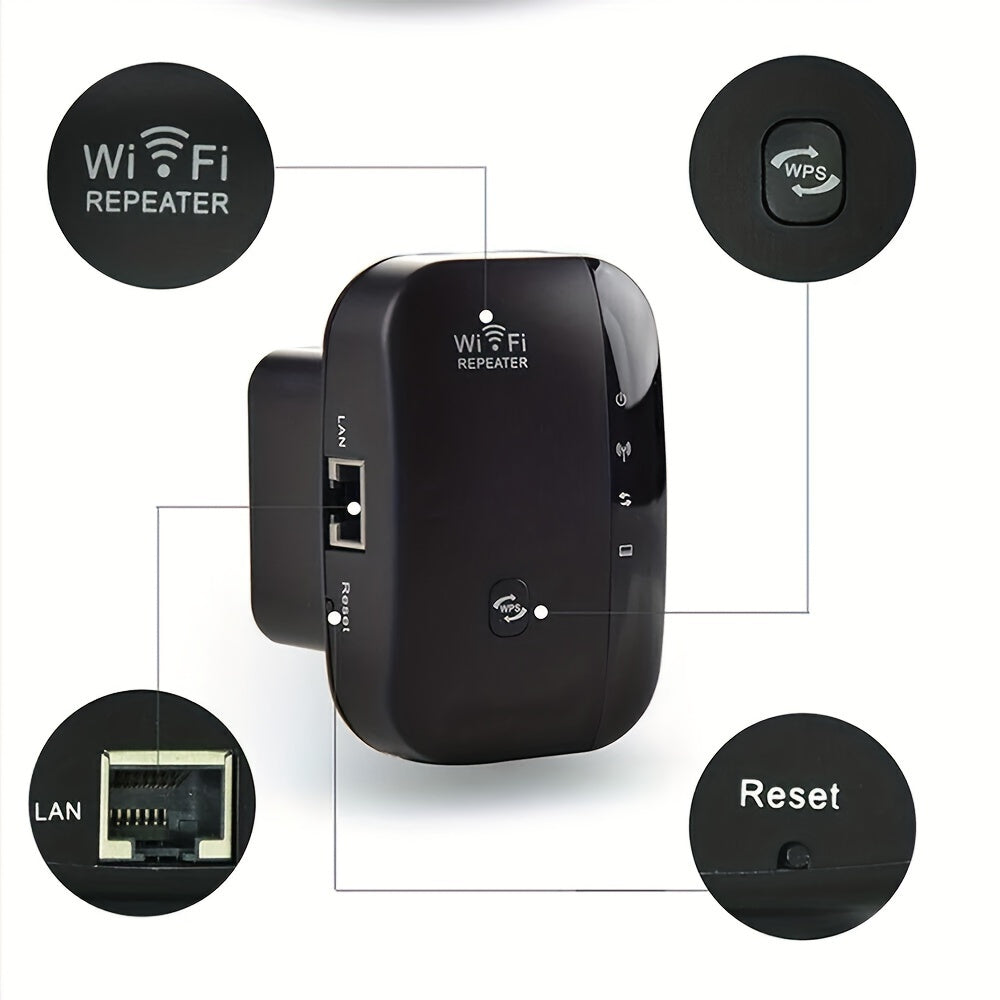 1 Pack WiFi Extender, 2.4Ghz Wireless WiFi Range Booster, 300Mbps WiFi Repeater, WiFi Signal Range Extender, Internet Booster with Ethernet Port, WiFi Signal Range Amplifier, 2024 Newest Home Wireless Signal Booster, Quick Se