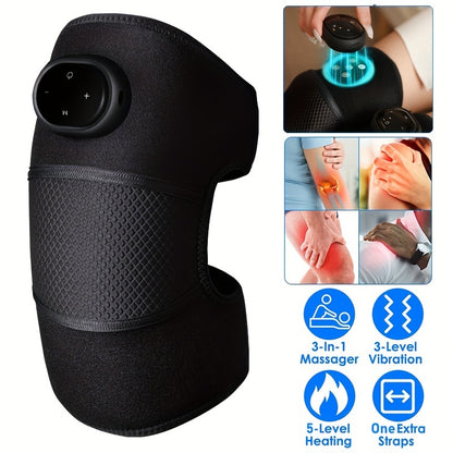 1pc Rechargeable Heated Cordless Knee Massager - Soothing Vibration, Adjustable Heat, And Ergonomic Design For Ultimate Knee Joint Warmth And Care - Christmas Gift For Husband, Wife, Father, And Mother