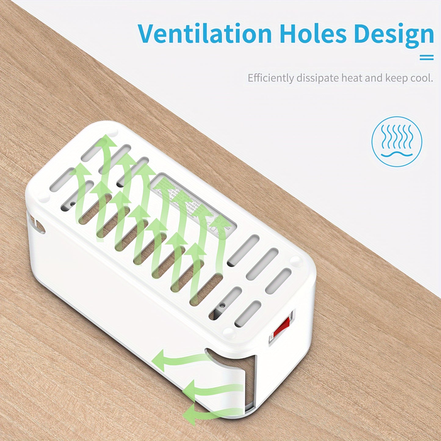 Hulker Extension Lead with USB Slots Cable Tidy Box, 5 Way Outlets 3 USB Ports Tidy Socket Extension with Overload Protection 3250W 13A Cord 2M Power Strip Cable Management Box White