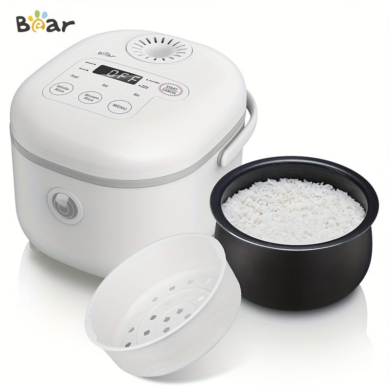 Bear 6 Multifunctional Rice Cooker - 3.5 Cups Capacity for 1-3 People, Cooks Perfect White/Brown Rice, Porridge, and Soup with Steamer Function - Compact and Easy to Use White Rice Cooker for Small Families